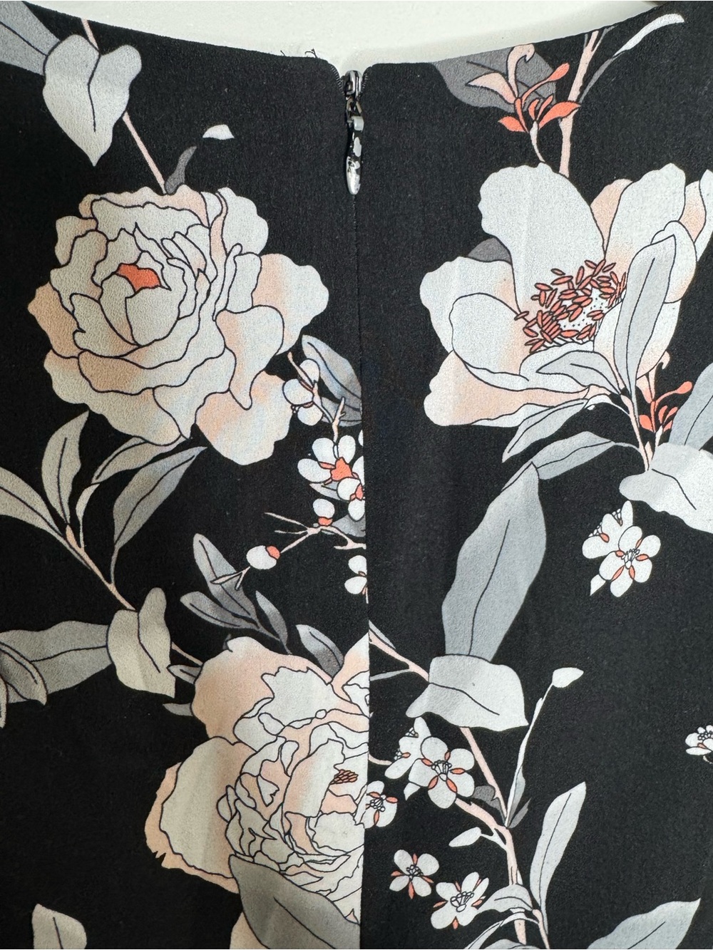 Charter Club Black Floral Midi Dress with White and Blush Accents - Picture 8 of 8
